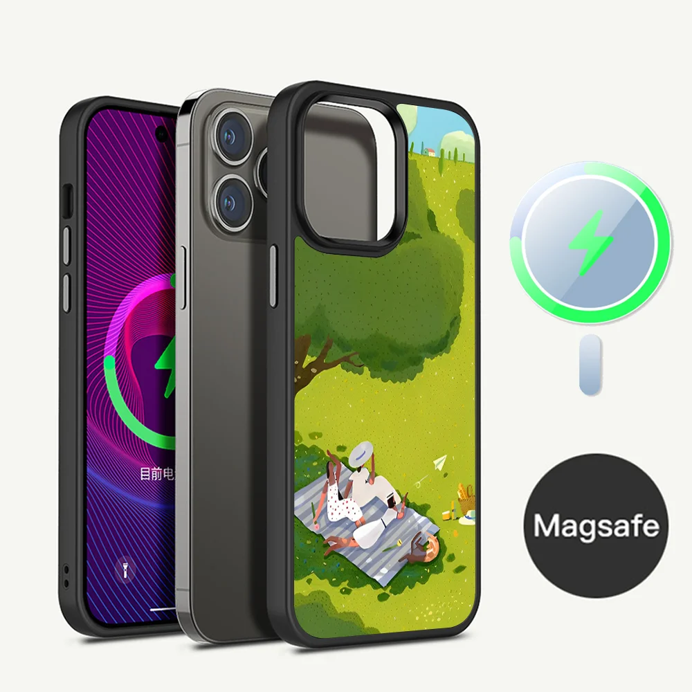 

Summer illustration Phone Case Phone Case For iPhone 16 14 13 12 11 15 Pro Max For Magsafe Magnetic Wireless Charging Cover