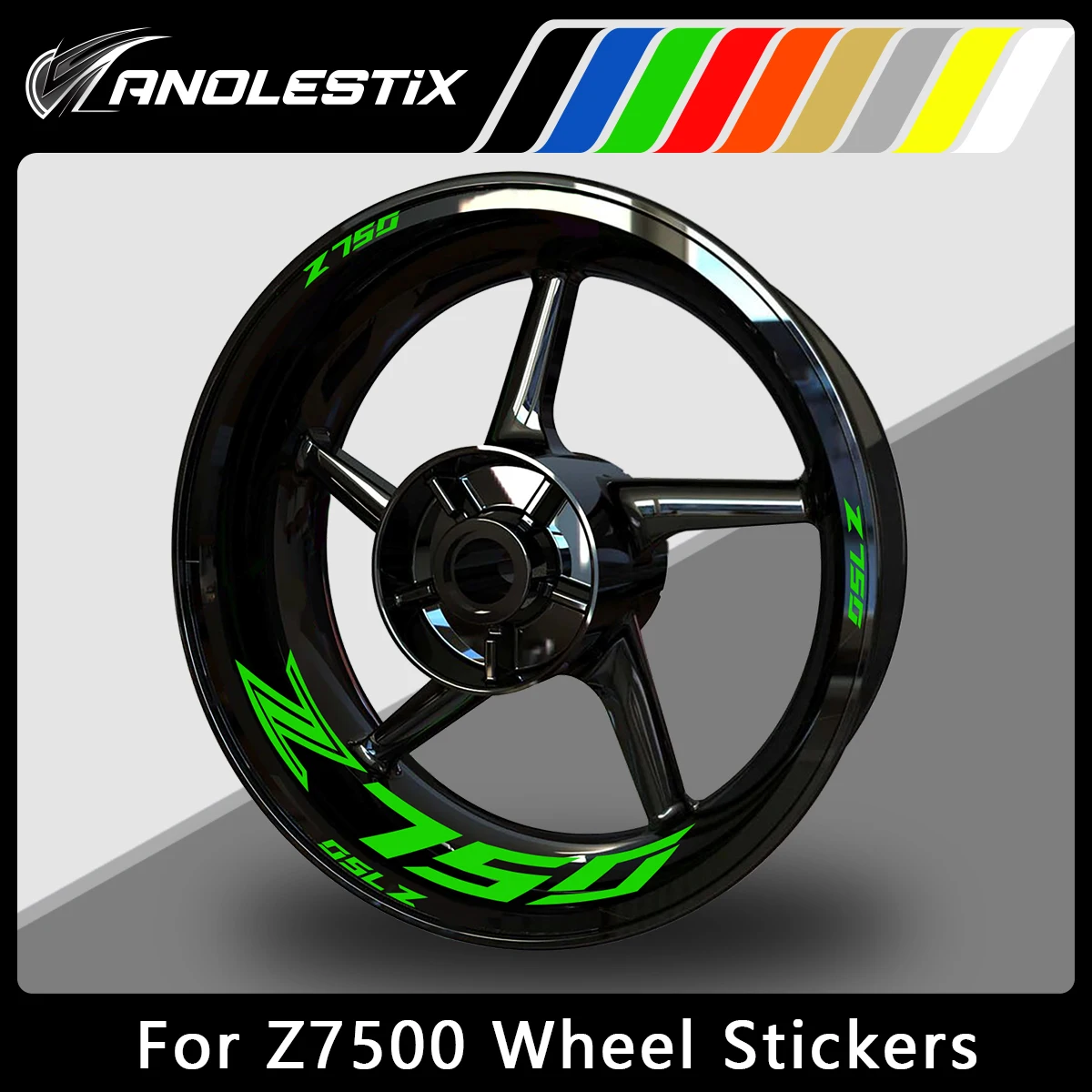 AnoleStix Reflective Motorcycle Wheel Sticker Hub Decal Rim Stripe Tape For Kawasaki Z750 2017 2018 2019 2020 2021 2020 2023