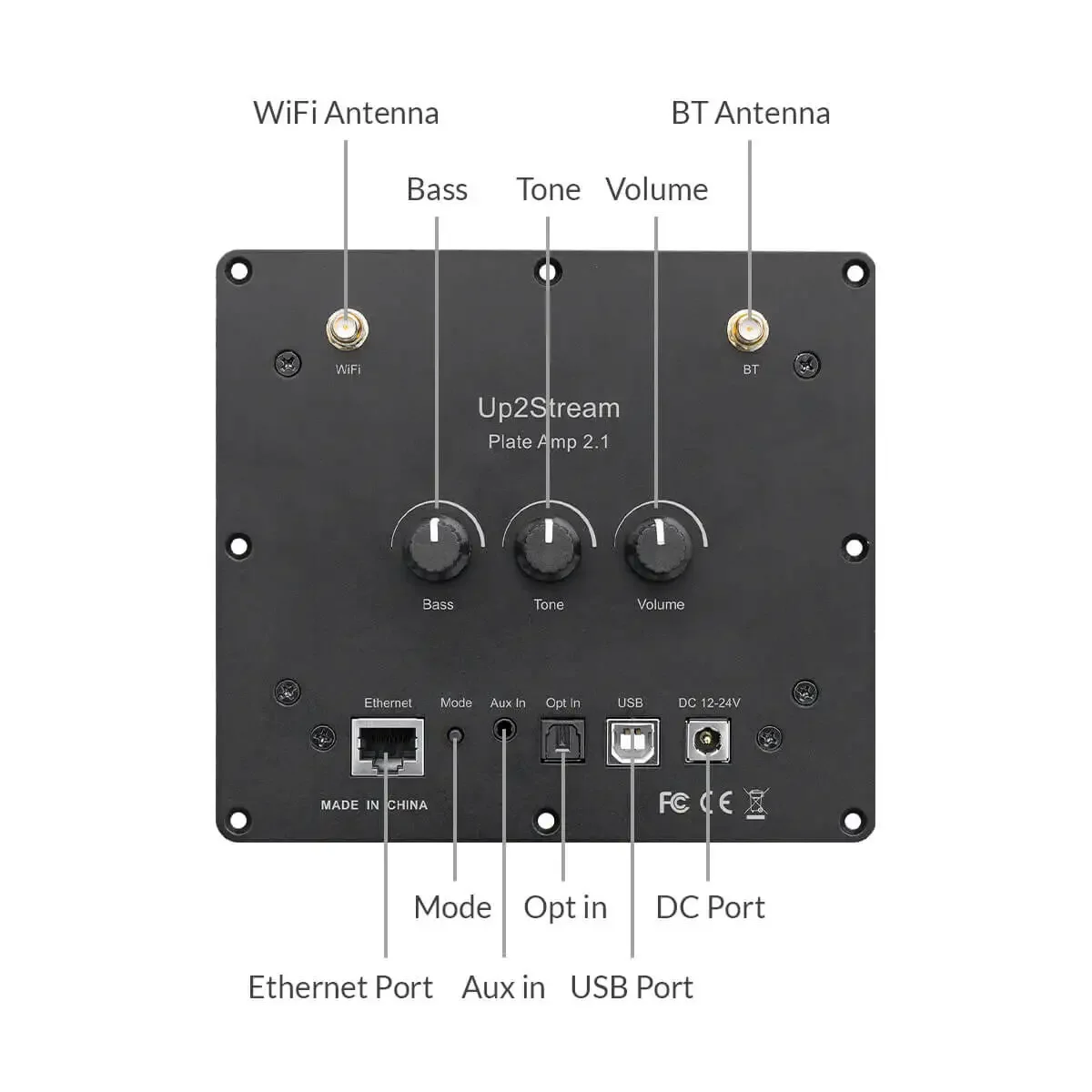 Up2stream Amp 2.1 Bluetooth 5.0 2.1 Channel Power Audio Stereo Subwoofer Amplifier Board 50Wx2+100W Treble Bass Note Tuning AMP