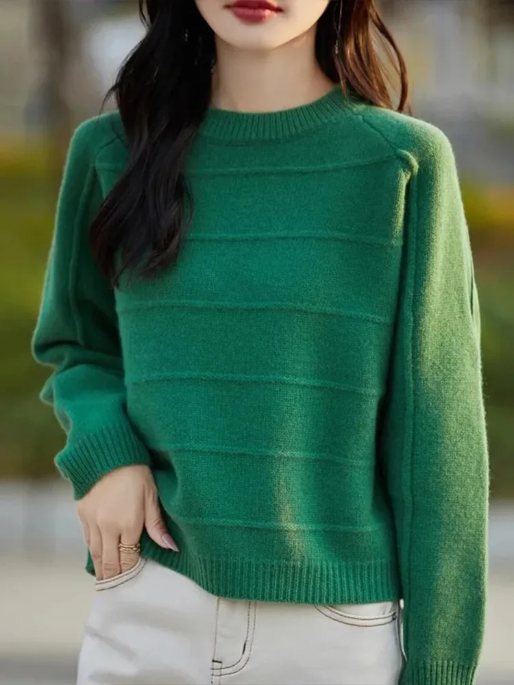 

Korean Sle round Ne Pullover ort Pure Color Women's Knitwear Top Design Sensation Autumn Winter Outerwear Lazy Fa...