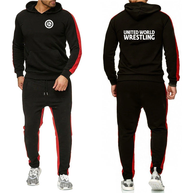 

2025 Spring And Autumn Man's United World Wrestling UWW Logo Print Eye Catching Understated Luxury Hoodies Pants Sports Suits