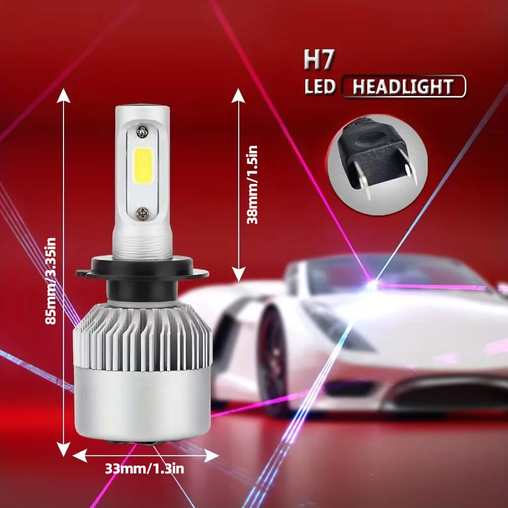 H4 9005/HB3 9006/HB4 880 H1 LED Headlight Bulbs 3 Faces COB Chips LED 6500K White 40000LM 360°Lighting Range No Spots With Fan