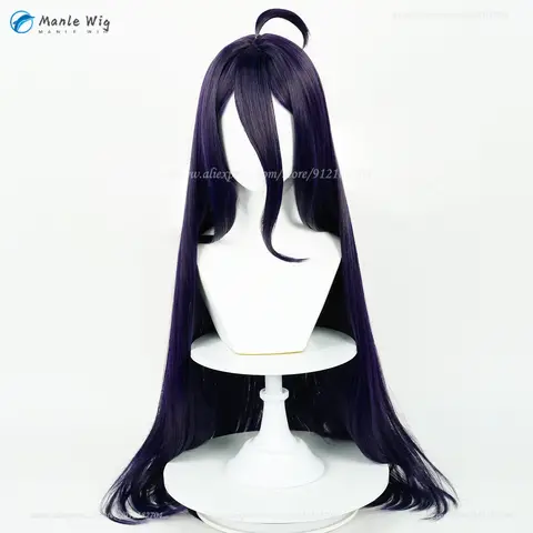 Albedo Cosplay Peruk Mörklila Svart 100cm Lång Rak Peruk Värmebeständigt Syntetiskt Hår Halloween Anime Cosplay Peruker 10 best sales albedo peruk - №1