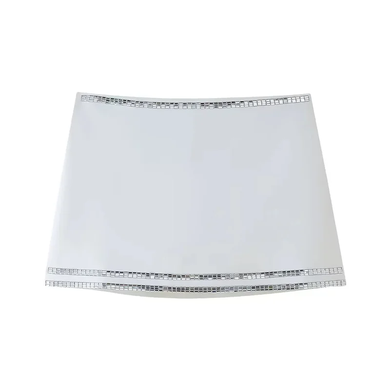 TRAF strass Crop Top bianco donna corsetto con spalle scoperte Top senza maniche Backless Summer Bustier Top donna Sexy Short Tops