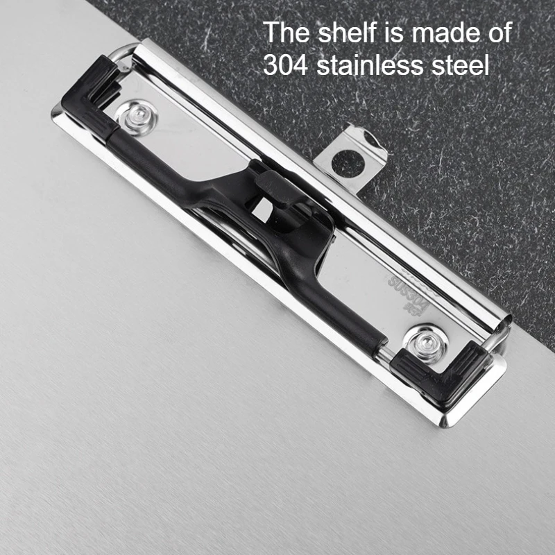 Prancheta de aço inoxidável bloco de escrita pasta papel material de escritório organizador prancheta documento almofada suporte de papel menu clipe