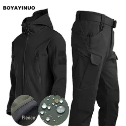 Winter Autumn Tactical Jacket Suit Men Army SoftShell Tactical Waterproof Jackets Fishing Hiking Camping Climbing Fleece Jacket