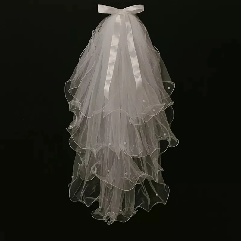 

Short Tulle Cheap Bridal Veil With Comb Sale Wedding Accessories Mariage 4 Layers White Ivory Cheap Stock Simple for Women