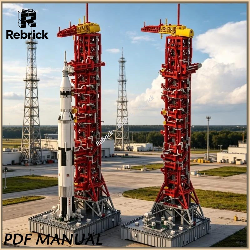 Apollo Saturn V Launch Umbilical Tower 1:110 MOC Building Blocks Mobile Launcher Pad Assembly Bricks Kit