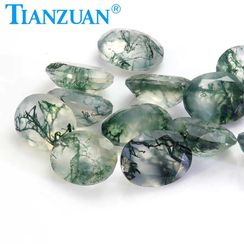 Seaweed Green Agate Natural Agate Stones 5x7mm 6x8mm Oval Shape Natual cut Agate Beads Loose Gem Stone for Jewelry Making