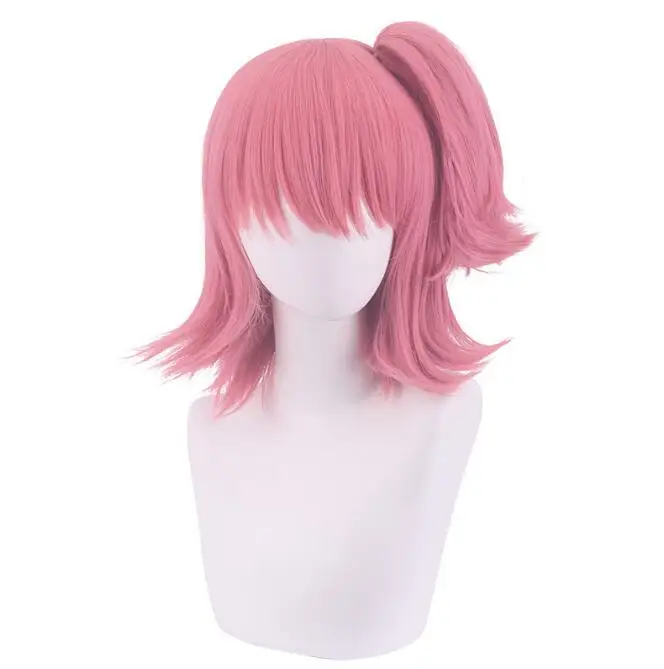 

Cosplay wig Fiber synthetic wig Amu Hinamori Cosplay Girl pink High ponytail short hair