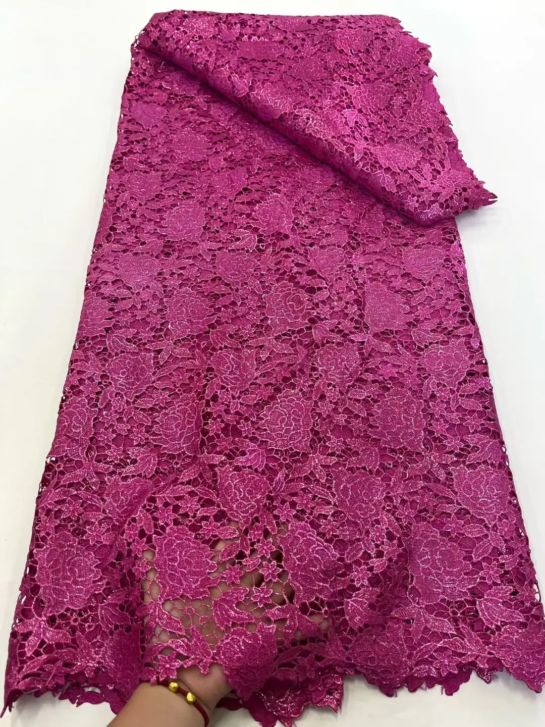 

African Gilding Guipure Cord Lace Fabric 2025 Nigerian Water Soluble Lace Fabric High Quality Nigerian Lace Material