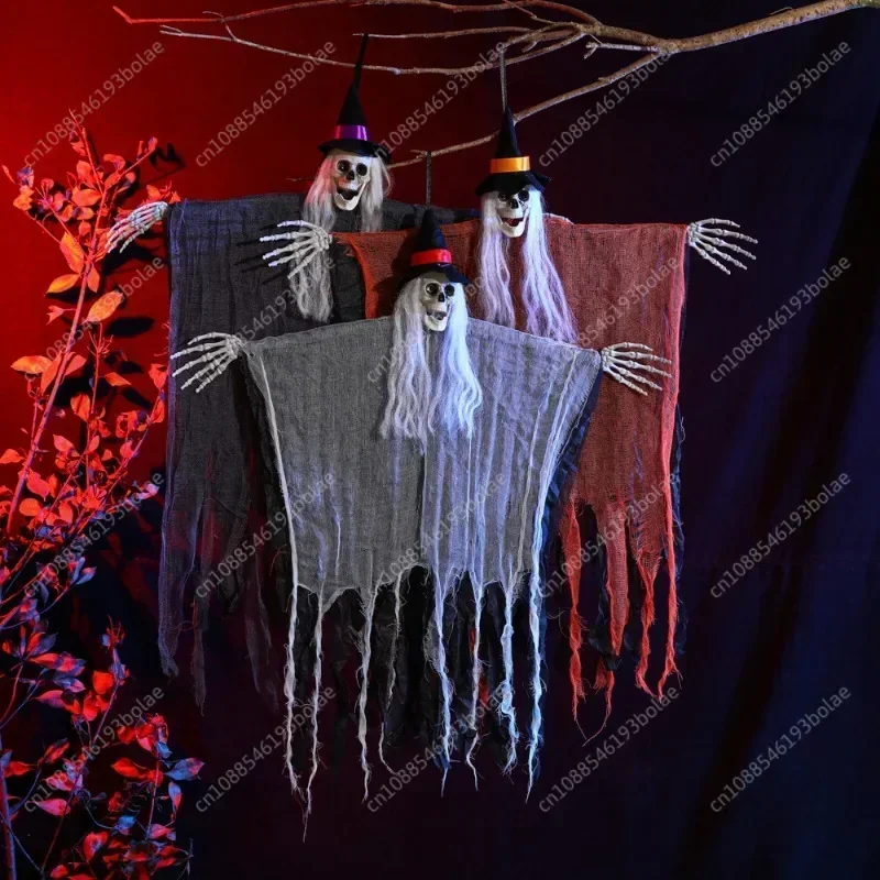 Halloween Decorations Hanging Ghost Hooded Skull  Haunted House Horror Arrangement Door Pendant Props