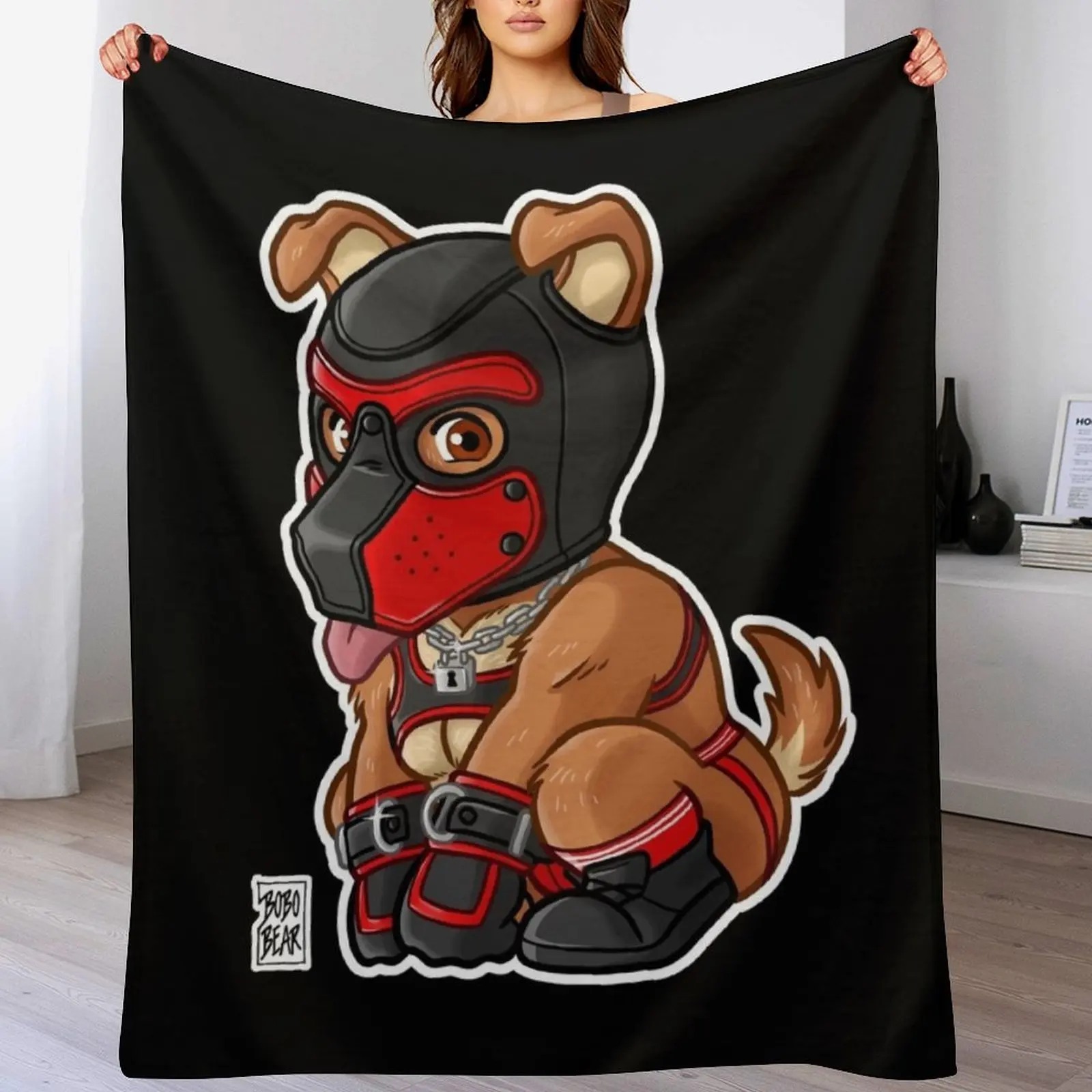 PLAYFUL PUPPY - RED MASK - BEARZOO SERIES Throw Blanket Stylish Warm Blanket for Living Room Bedroom