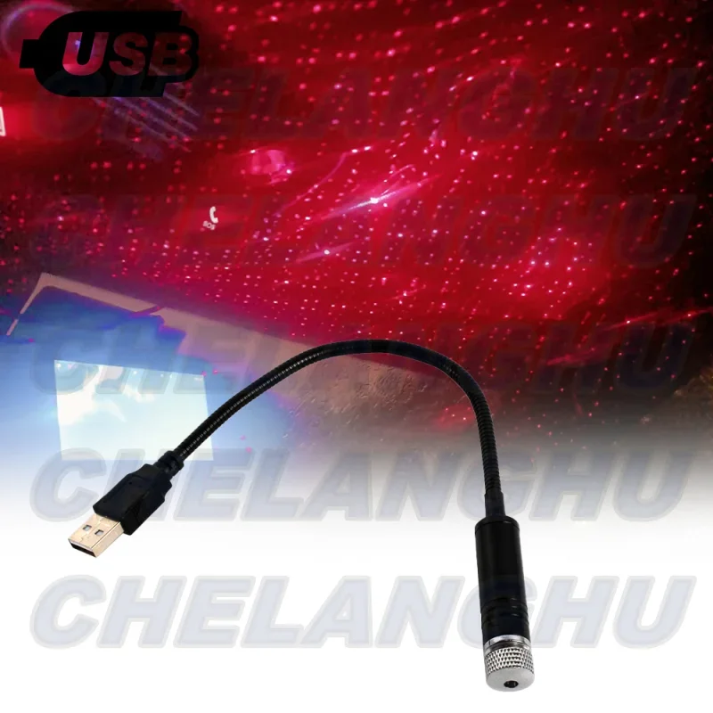 

USB Car Accessories 1pcs LED Car Roof Star Night Light Projector Atmosphere LED Adjustable Car Interior Decorative Light DJ