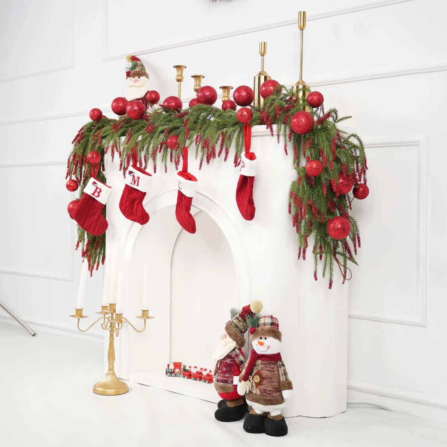 2M Christmas LED Rattan With Red Ball Xmas Garlands Christmas Wreaths Pine Boughs Xmas Party Fireplaces Stairs Front Door Decor