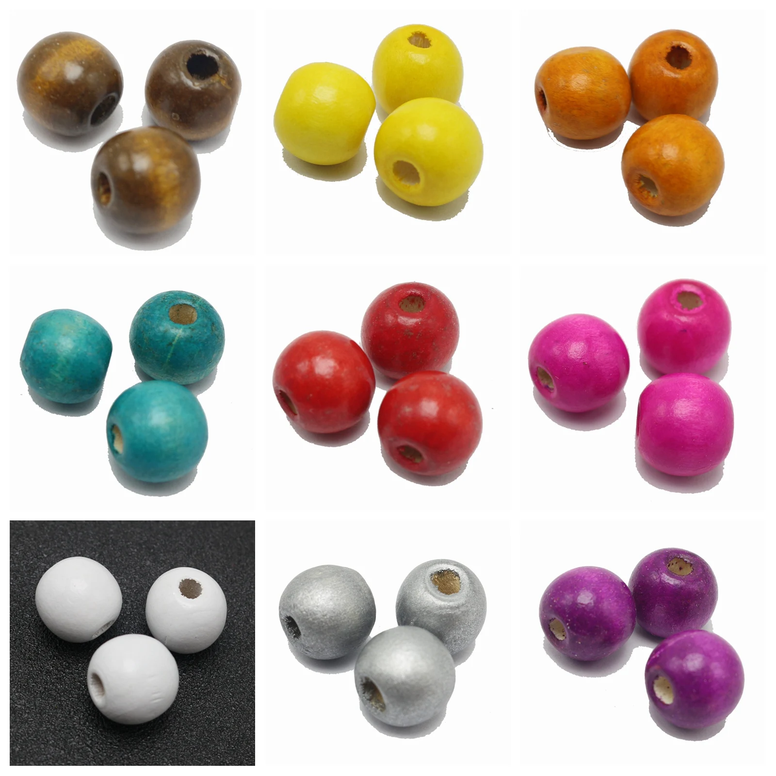 50 Mixed Color Round Wood Beads~Wooden Beads 16mm