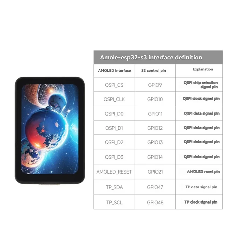 ESP32-S3 AMOLED 1.64-Inch Touch Display Screen Flash-16MB PSRAM-8MB WIFI Bluetooth Wireless Module 280X456 QSPI-AU47