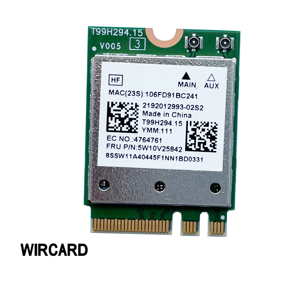 WIRCARD QCNFA765 WIFI 6E 802.11ax 2.4G/5G/6G FRU 5W10V25842 2400M BT5.2 For ThinkPad X13 Gen 2 20XH 20XJ ThinkPad T14 G2 Laptop