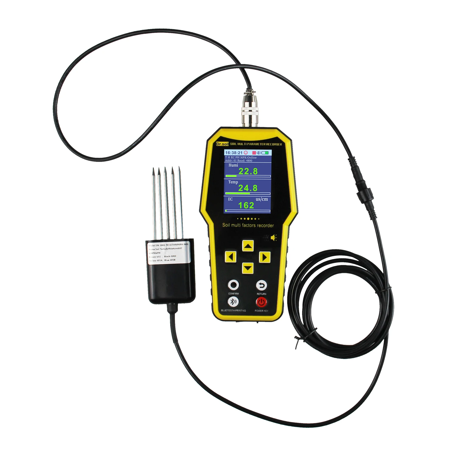 7-in-1 tragbarer Bodenfeuchtigkeitssensor-Detektor, pH-Wert-Tester, PH, Temperatur, Luftfeuchtigkeit, Salzgehalt, EC