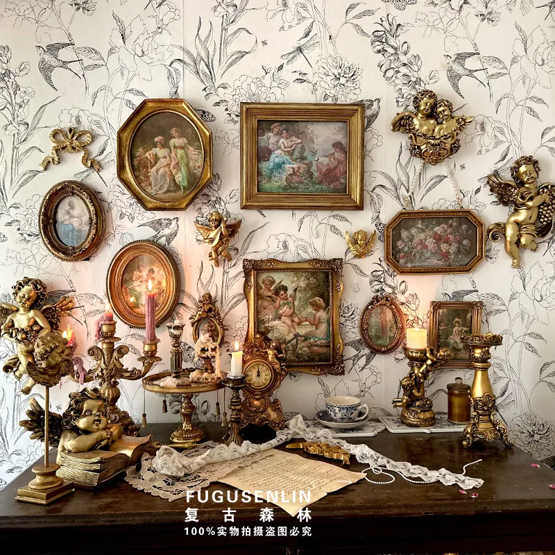 

Vintage forest, European relief, old photo frame, picture frame, homestay wall decoration, literary and light luxury wall, hangi