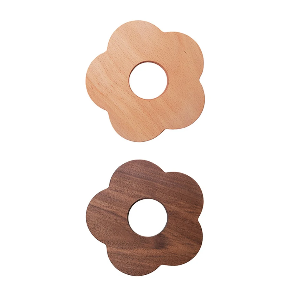 

2 Pcs Solid Wood Coaster Heat Insulated Mat Home Decorative Table Pad for Coffee Cup Mat Wooden Simple Cushion