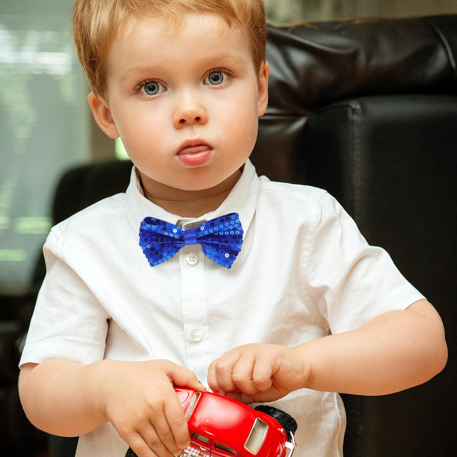 

5pcs Children'S Shiny Sequin Bow Tie Adjustable Sparkly Kids Bowties For Stage Graduation Suit Accessories Pre-Tied Glitter