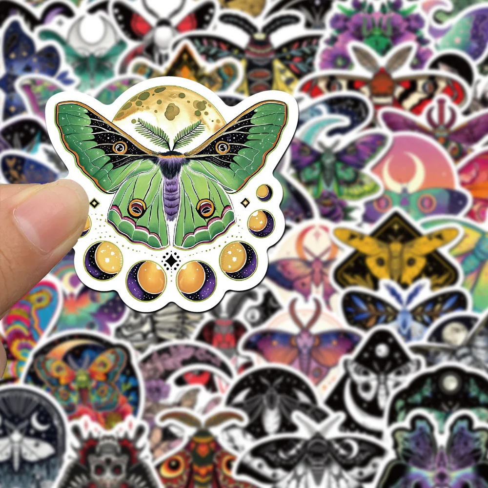 10/50Pcs Cool Dark Gothic Ghost Moth Stickers Aesthetic for Scrapbooking Laptop Phone Travel Luggage Wall Car Decoration Sticker