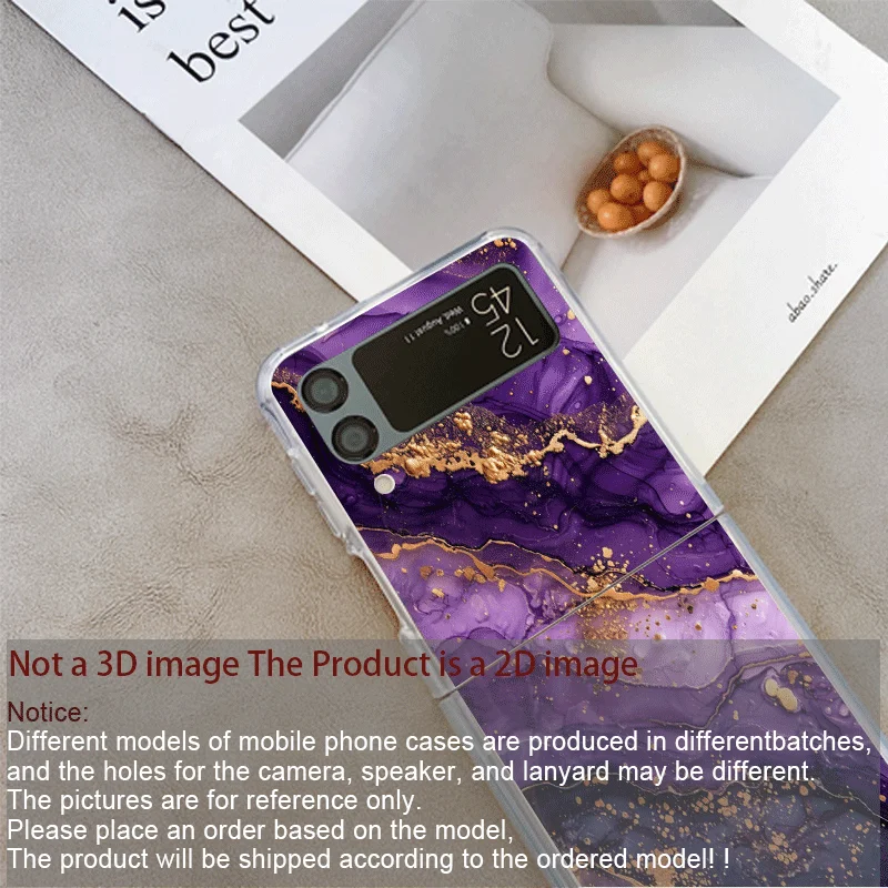 الفاخرة الوردي الأرجواني الرخام نمط شفافة قضية الهاتف لسامسونج غالاكسي Z فليب 7 فليب 6 4 3 غطاء قابل للطي ل Z Flip7 Flip5