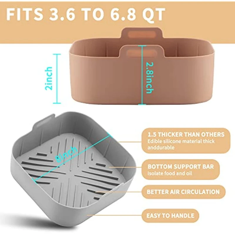 مقلاة هوائية قابلة لإعادة الاستخدام سلة سيليكون ، صينية خبز فرن ، بيتزا مقلية وبطانة دجاج ، سهلة التنظيف
