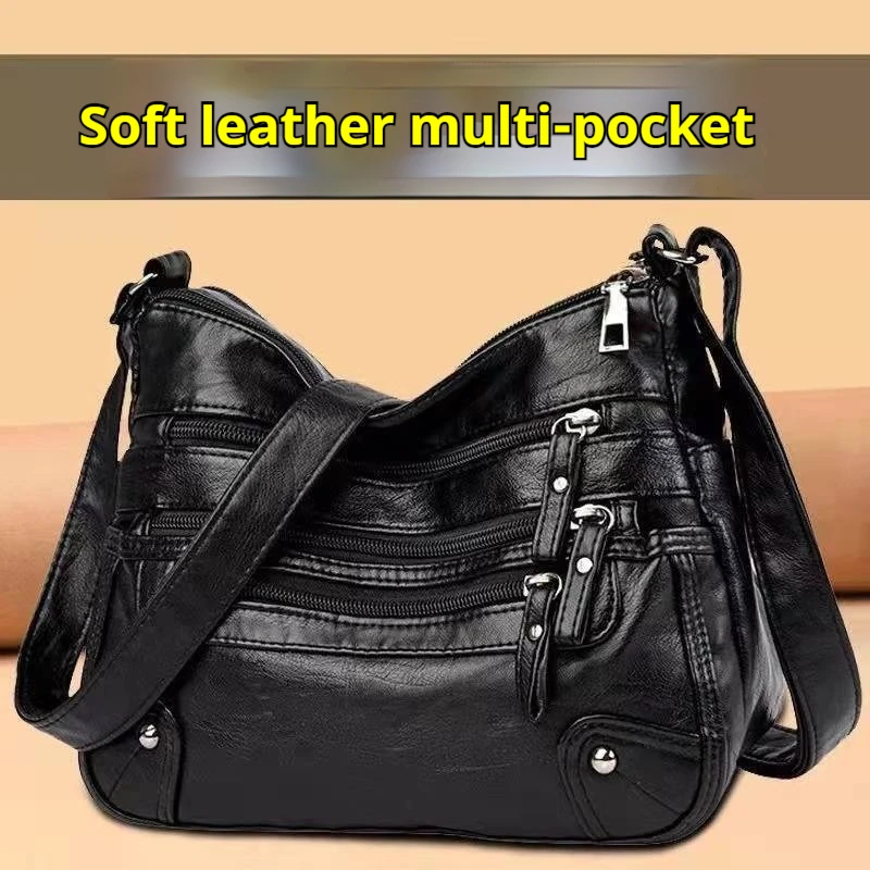 

Multi Pocket Mom Bag Soft Leather Bag New Single Shoulder Crossbody Bag Women's Backpack Handbag