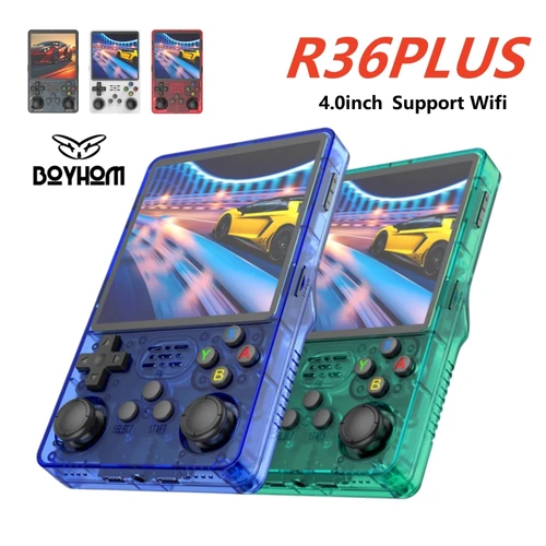 BOYHOM-consola de juegos portátil R36 Plus, sistema Linux de 64 bits, pantalla IPS de 4 "", reproductor de vídeo portátil de bolsillo RK3326, juegos R36PLUS