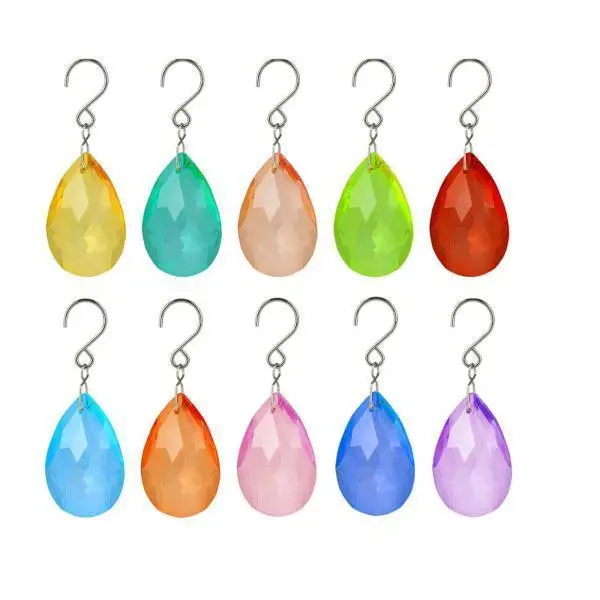 2-6pack 10x Teardrop Pendants Home Decor Faceted Drop Charm for Festive Window