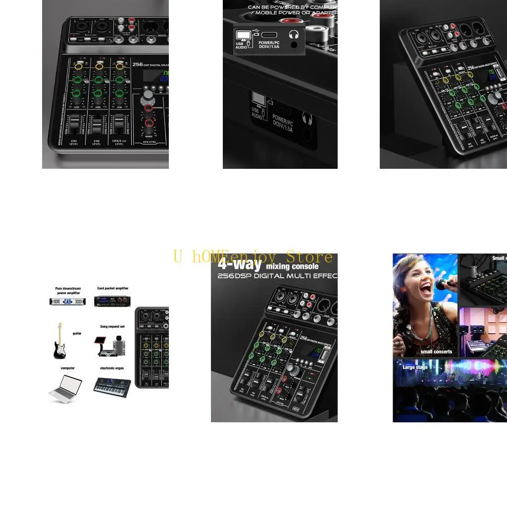 

B0KF Versatilitys 4Channel Sound Mixer 48VPhantom Power for Studio Live Performances