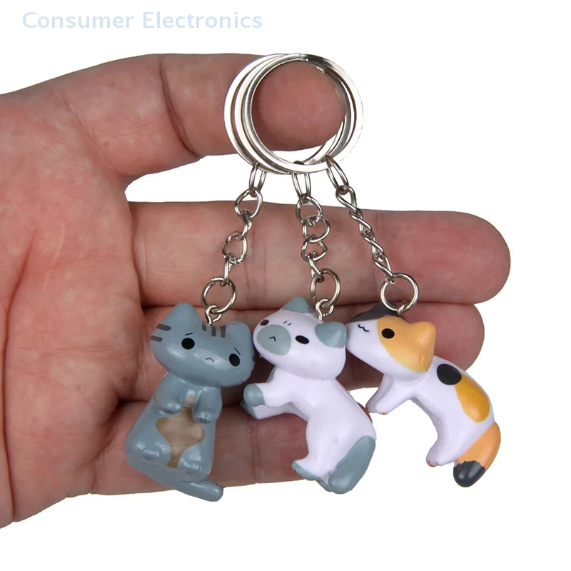 Cartoon Kittens Keychain Cure Animal Key Chain Creative Cat Pendant For Women Car Keyring Purse Bag Accessories Gifts