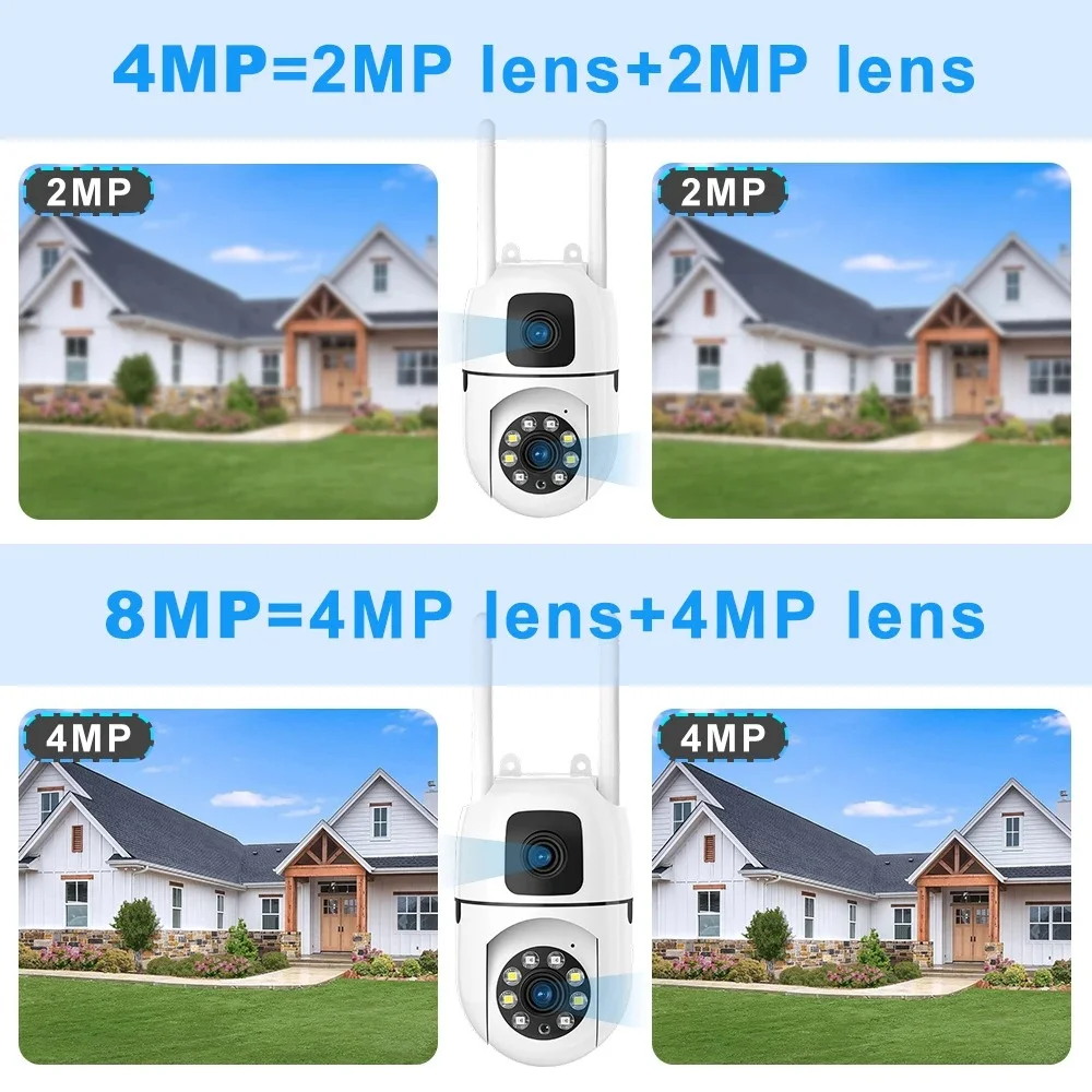 V380 Pro Wireless Smart Dual-Lens Security Surveillance Camera, 360° Panoramic Rotation WIFI Mobile Phone Remote Dual Audio Came