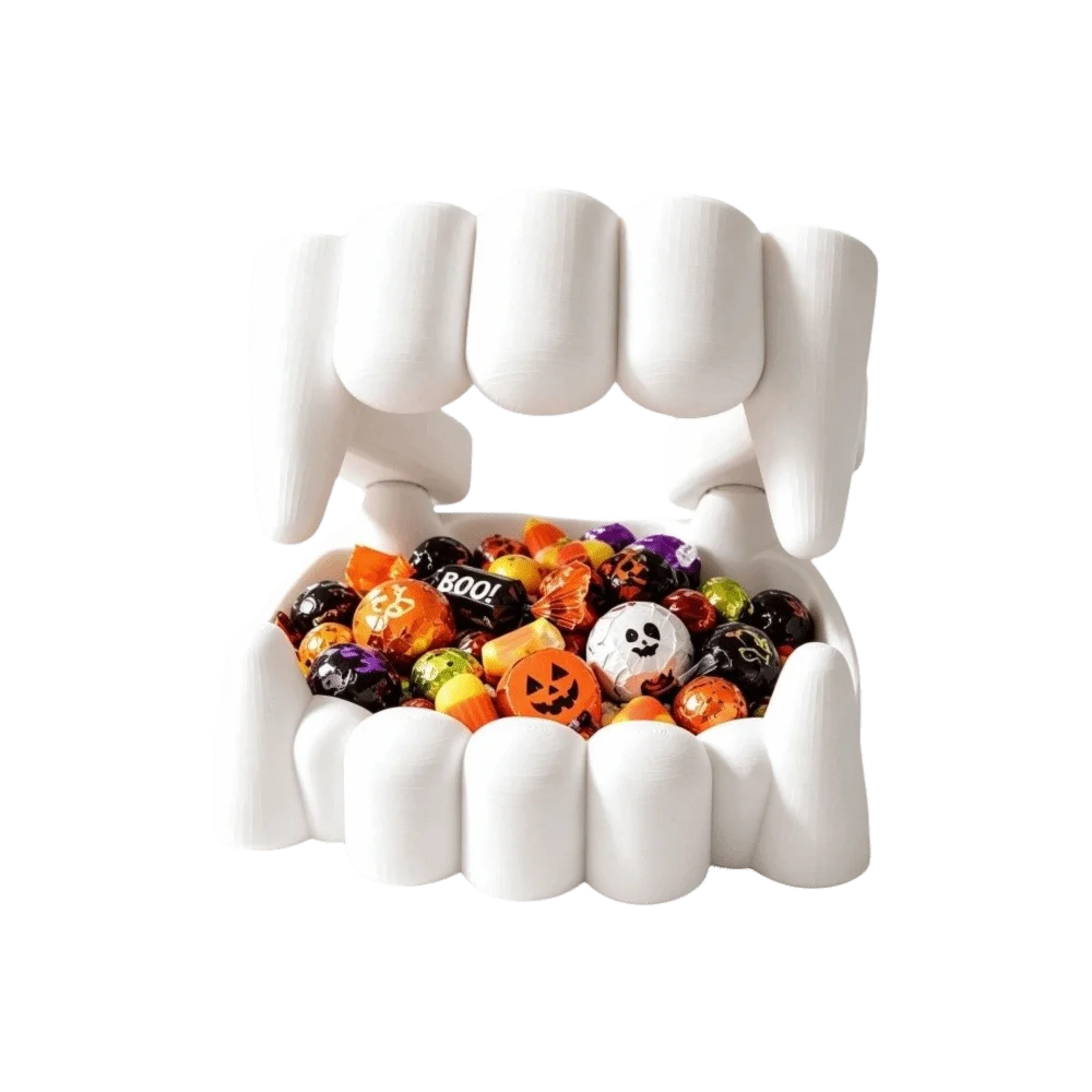 3D Printing Halloween Bowl Table Ornaments Jewelry Holder Halloween Decorations Spooky Funny Ghost Teeth Candy Bowl Organizer