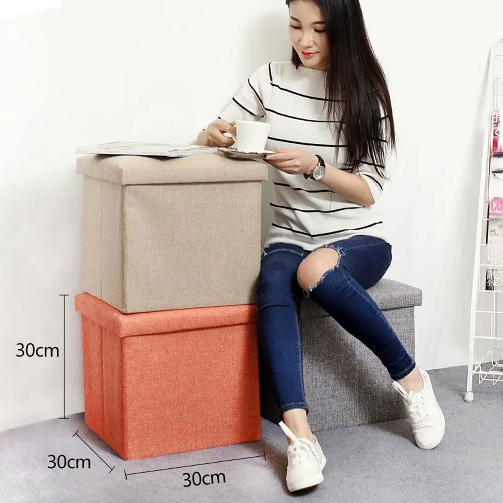 

1pc For Room Nursery Foldable Storage Container Storage Box Closet Orange Household Stool Practical Stool