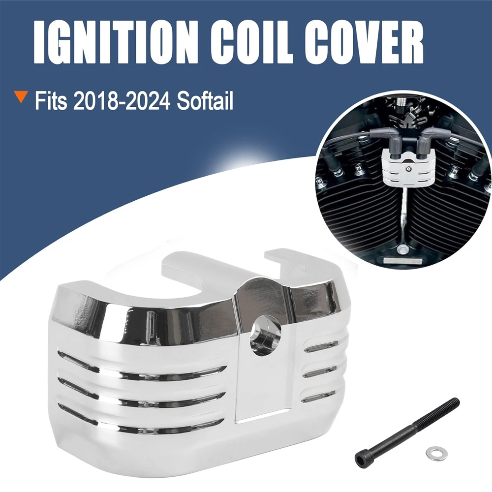 

Motorcycle Chrome Ignition Coil Cover Trim For Harley Softail Street Bob Breakout Fat Boy 114 Low Rider Deluxe FXBB 2018-2024