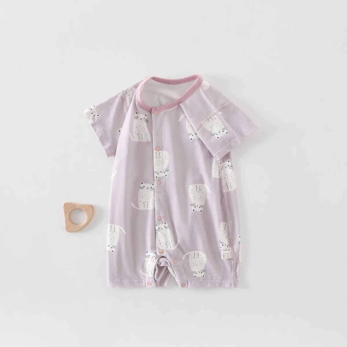 

AYNIGIELL Summer New Baby Jumpsuit Baby Girl Short Sleeved Hoodie 0-2 Year Old baby boy Thin Onesie Crawling Suit