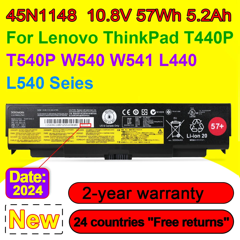 

Аккумулятор 45N1148 для Lenovo ThinkPad T440P T540P W540 W541 L440 L540 45N1144 45N1145 45N1146 45N1147 45N1149 10,8 В 57Wh 57 +