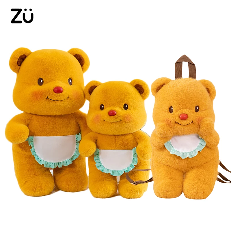 ZU Kawaii Peluche Backpack Cute Cook Butter Bear Plush Toy Soft Bear Plushies Bag Lovely Gift For Girl Students