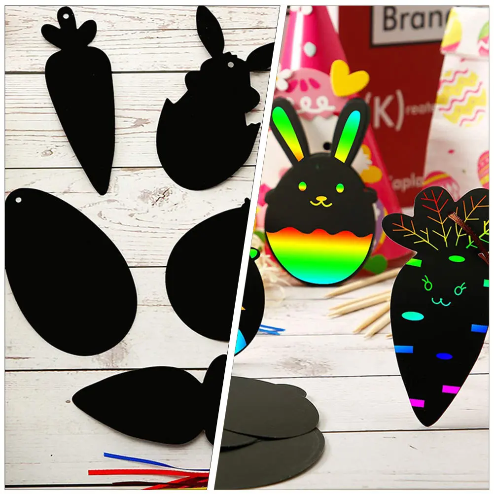 Kit de papier à gratter arc-en-ciel pour enfants, fournitures de fête de pâques, bricolage d'art artisanal, cadeau d'activité amusante, 1 ensemble 1 ensemble