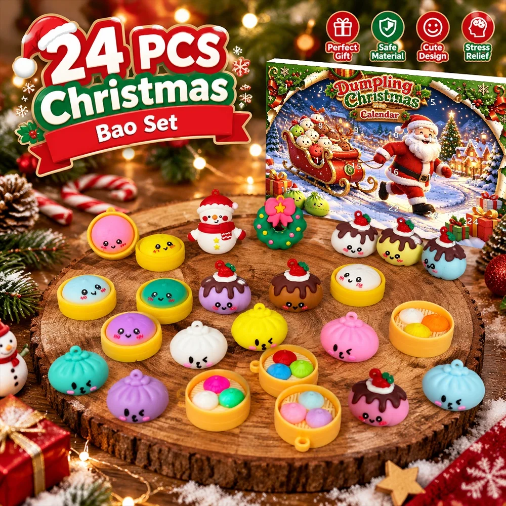24 Stück Weihnachtsdekoration in Form von Knödeln, Adventskalender, 3D-Hängedekoration, Weihnachtsmann, Schneemann, Weihnachtsgeschenk für die Familie – Detail 4
