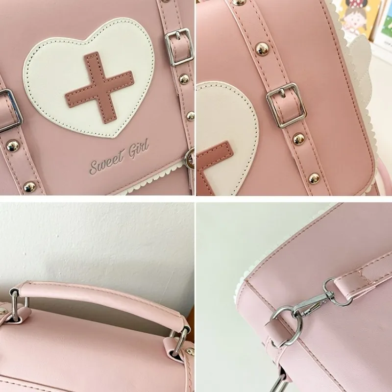 Cute Lolita Japanese Style Backpack for Young Girls Kawaii Uniform School Bag Small Travel Bag Wings Daypack Sweet Handbag