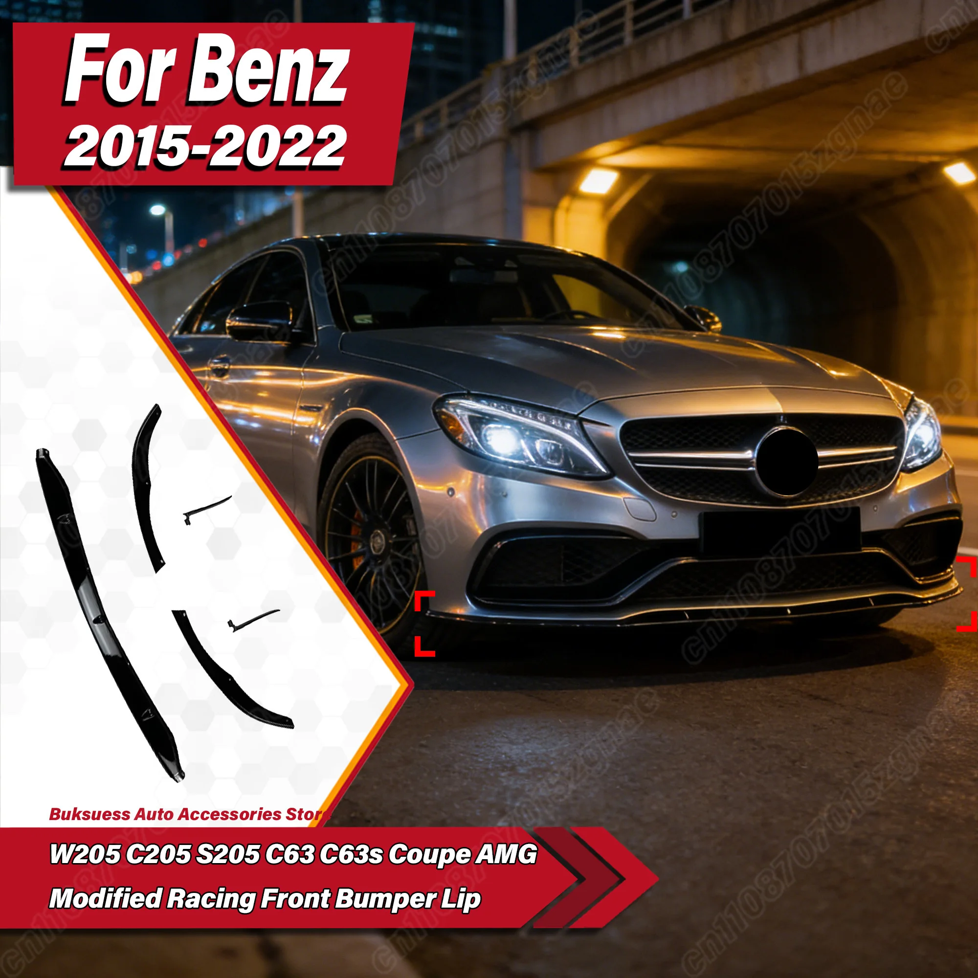 

For Mercedes-Benz W205 C205 S205 C63 C63s Coupe AMG 2015-2019 2020 2021 2022 Autombile Modified Racing Front Bumper Lip Body Kit