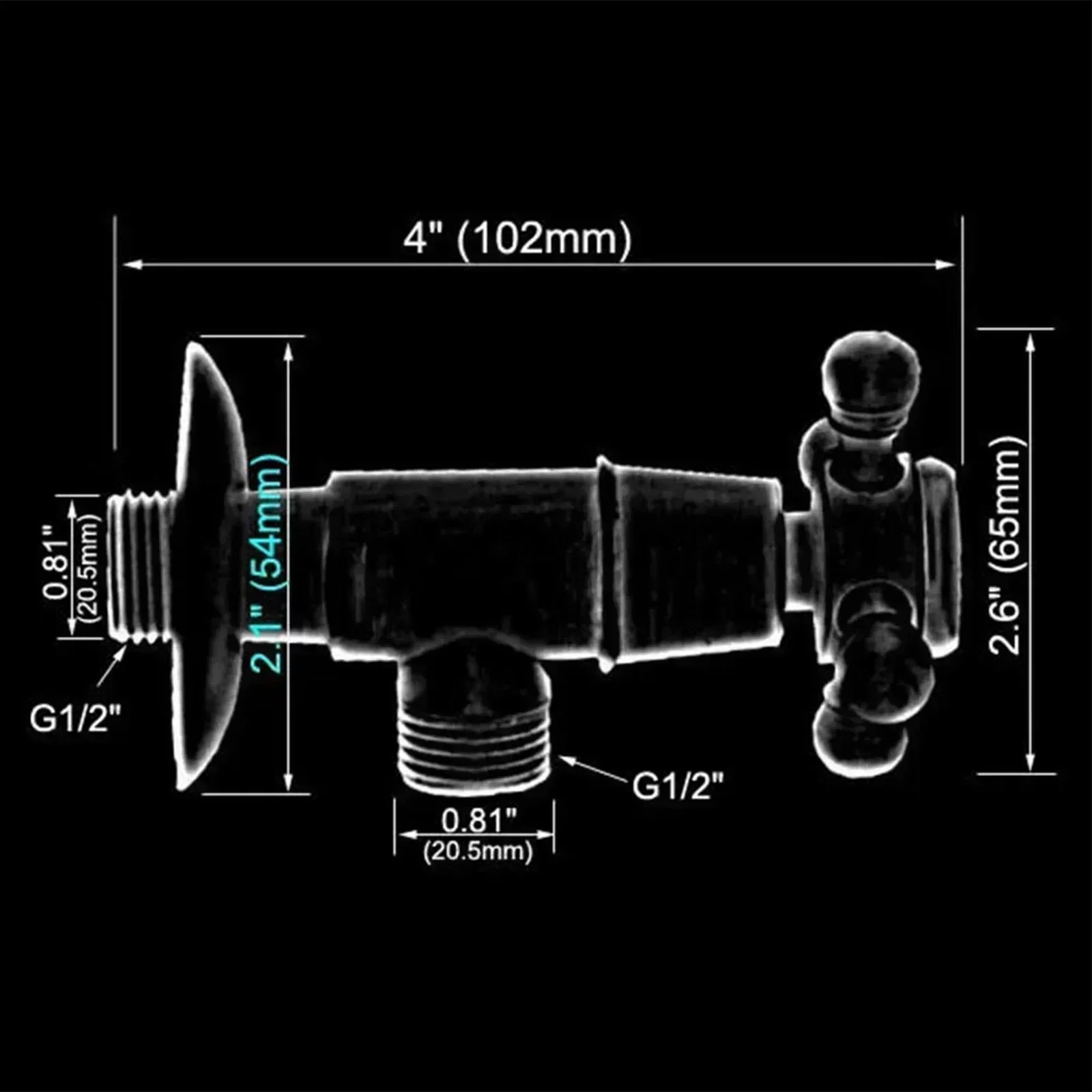 

1 2 Angle Valve 102*65mm Brass Angle Valve Oxidation Resistance Brass Material Excellent Plating Treatment Home Decor Home Decor