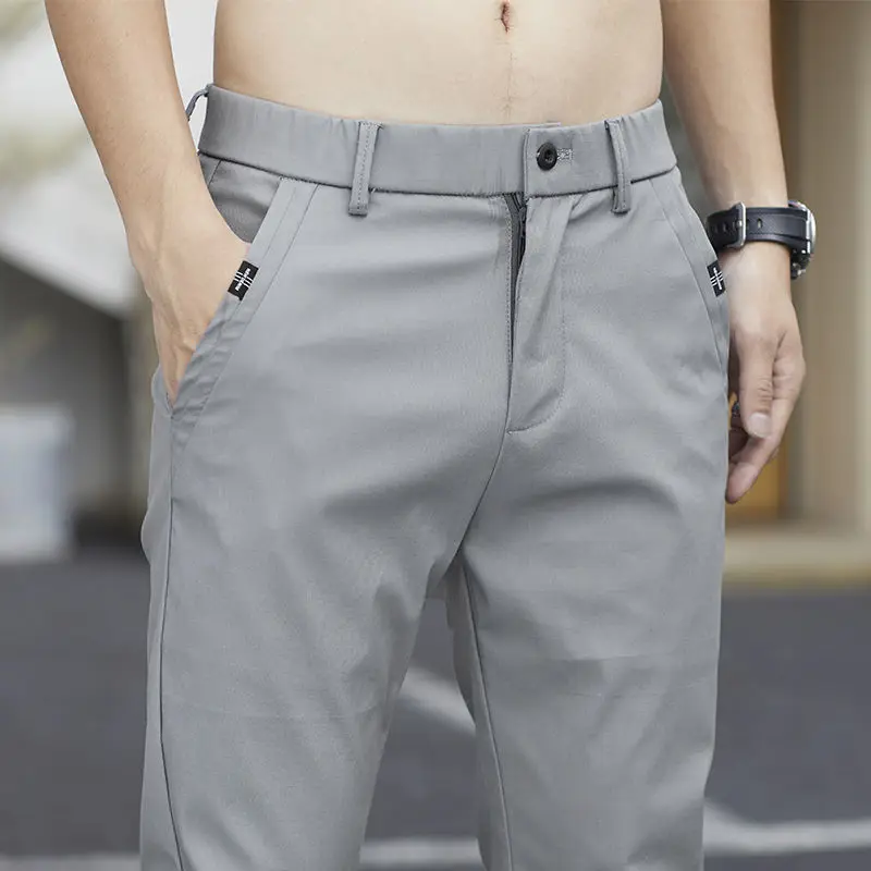 Streetwear Mannen Mode Casual Pak Broek Lente Herfst Effen Alle-Wedstrijd Slanke Koreaanse Mannelijke Kleding Nieuwe Full Straight broek 38