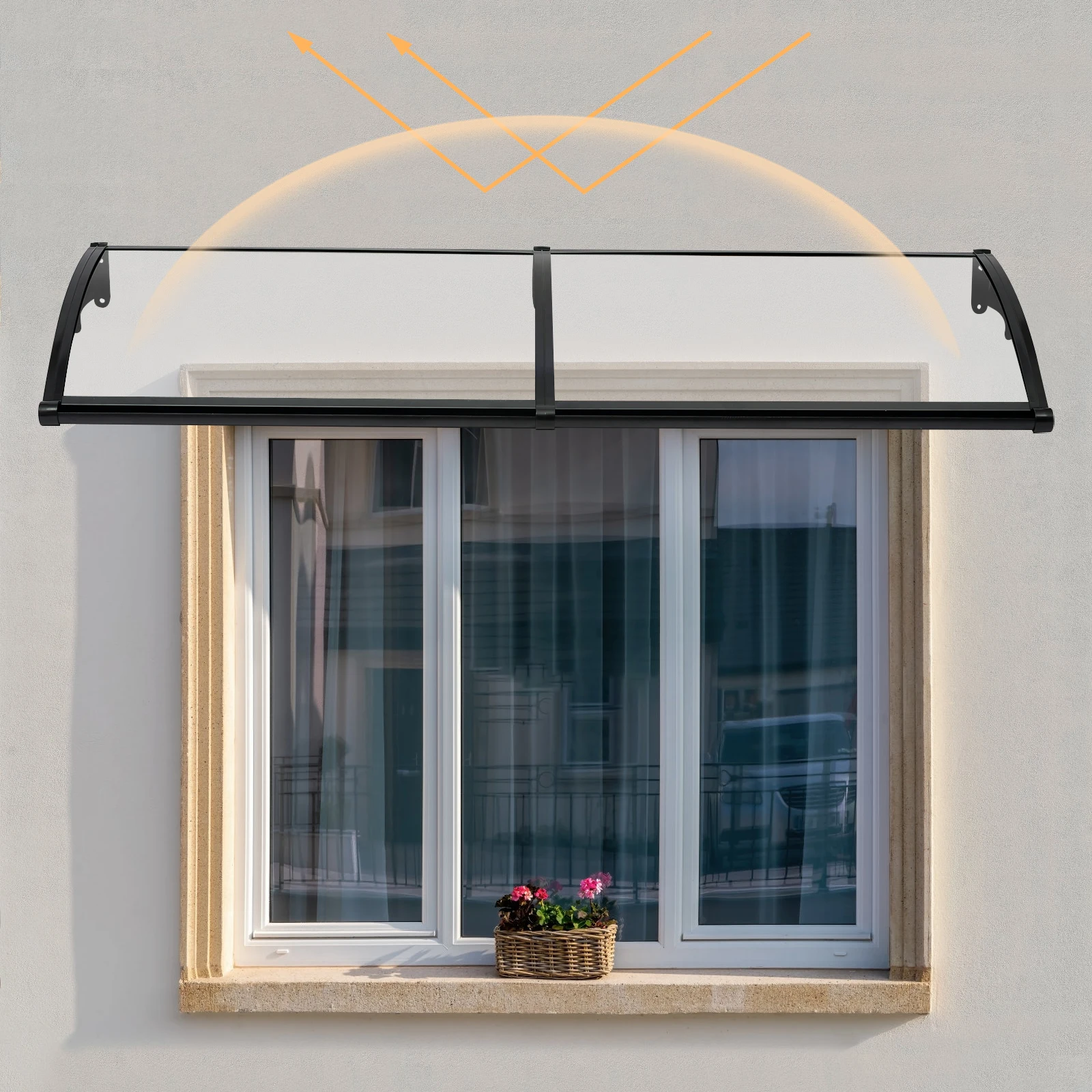 

Aluminum Alloy Front Door Arch Rainshed, Waterproof Arch Rainshed for Outdoor, Sun UV Hail Snow Rain Protection, 78.7*23.6in