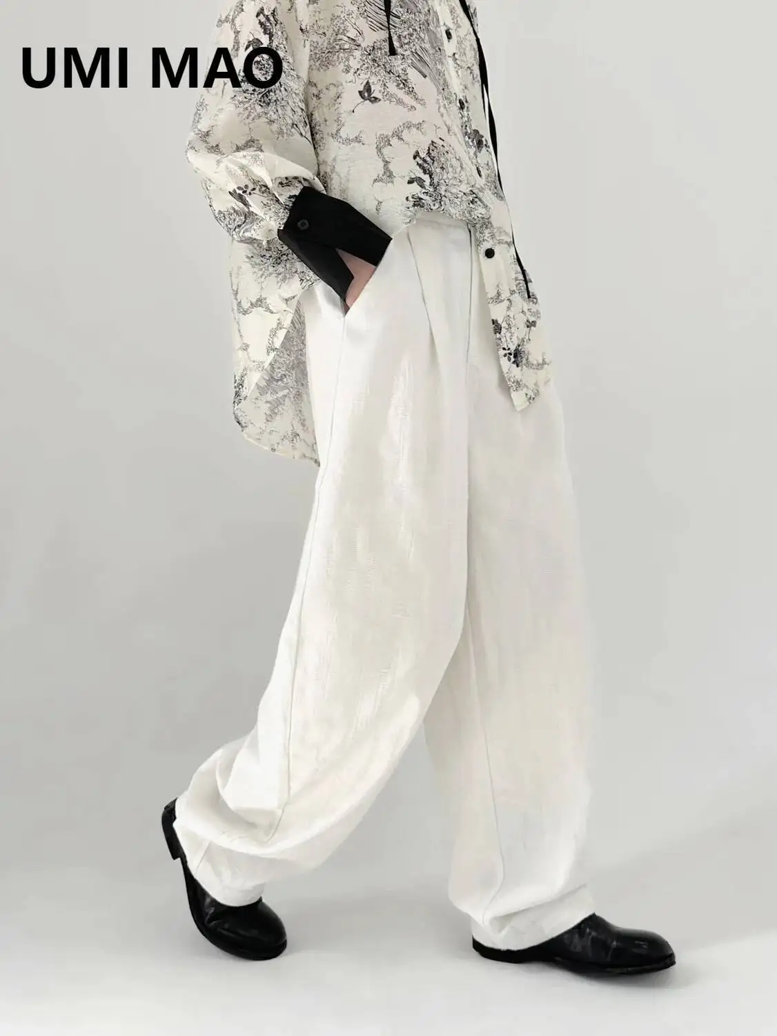 

UMI MAO повседневные брюки для женщин, японские весенне-летние повседневные свободные изогнутые брюки и брюки со шваброй для пола