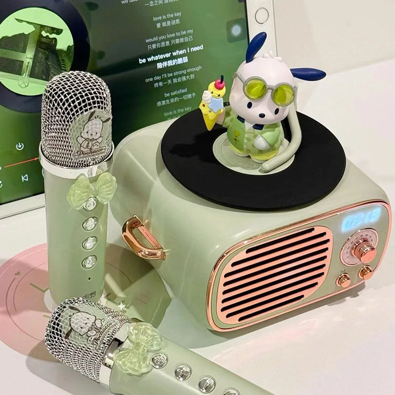 

Kawaii Sanrio Hobby Cinnamoroll Hello Kitty Kuromi Pochacco Cartoon Family Ktv Wireless Bluetooth Microphone Audio Microphone